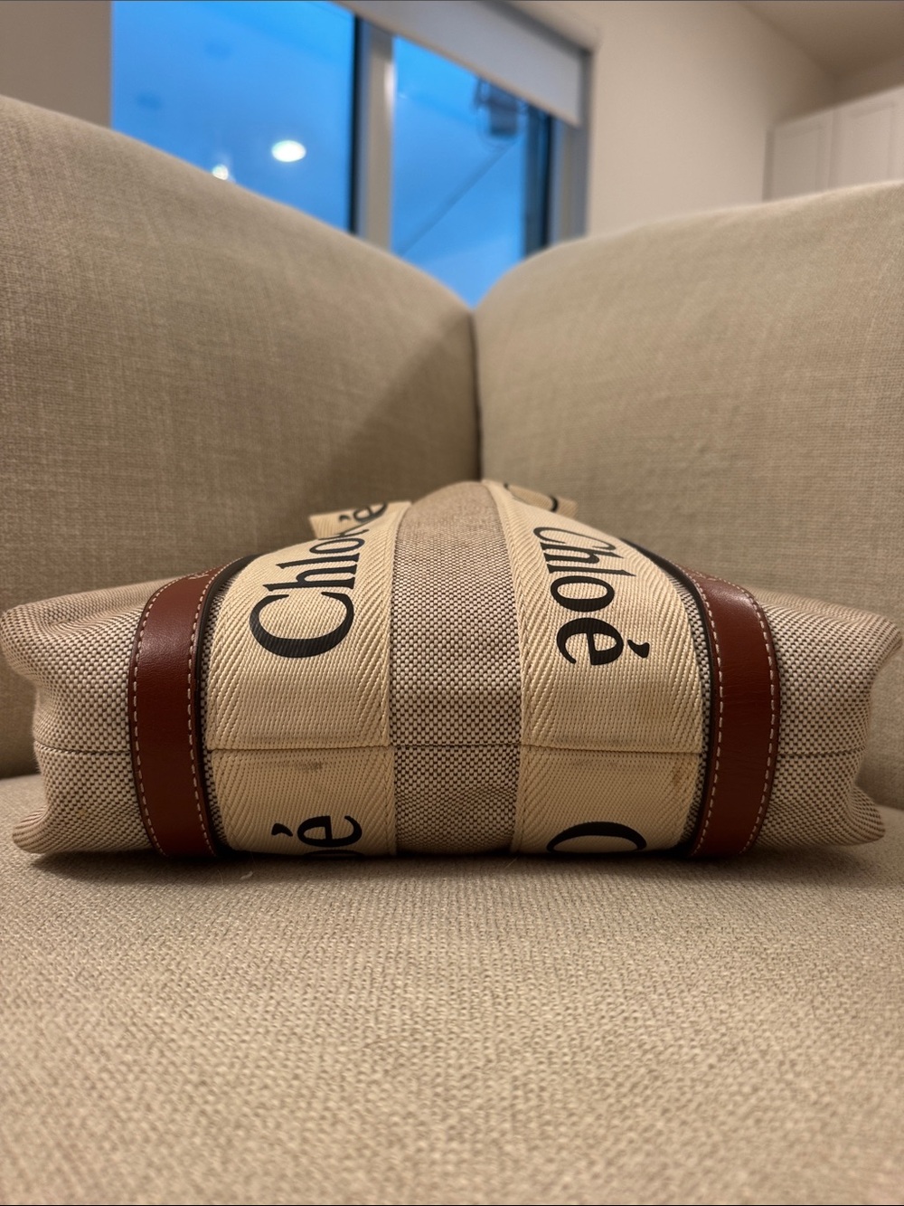 Chloé Beige Canvas and Brown Leather Logo Tote - Picture 10 of 10